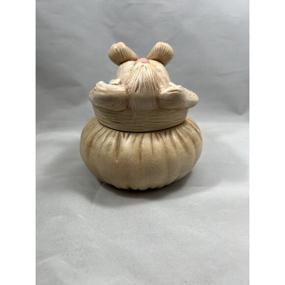 Vintage Bunny & Easter Eggs Covered Box Handpainted Ceramic Candy Dish Trinket - Picture 4 of 9